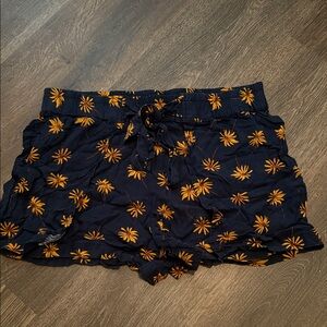 Madewell Navy and Yellow Floral High Waist Shorts